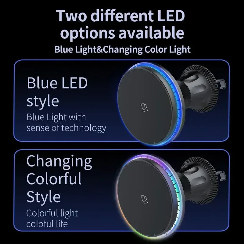 RGB Magnetic Wireless Car Charger & Phone Mount