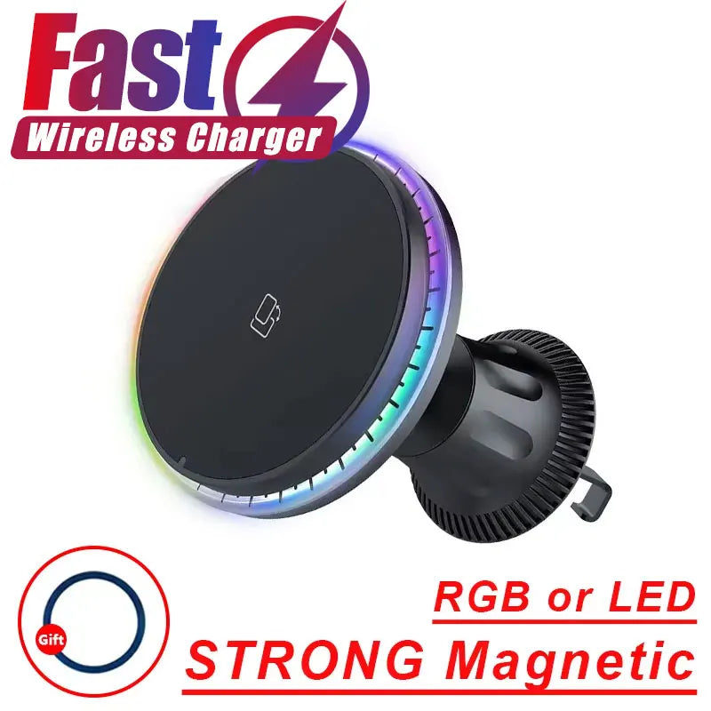 RGB Magnetic Wireless Car Charger & Phone Mount