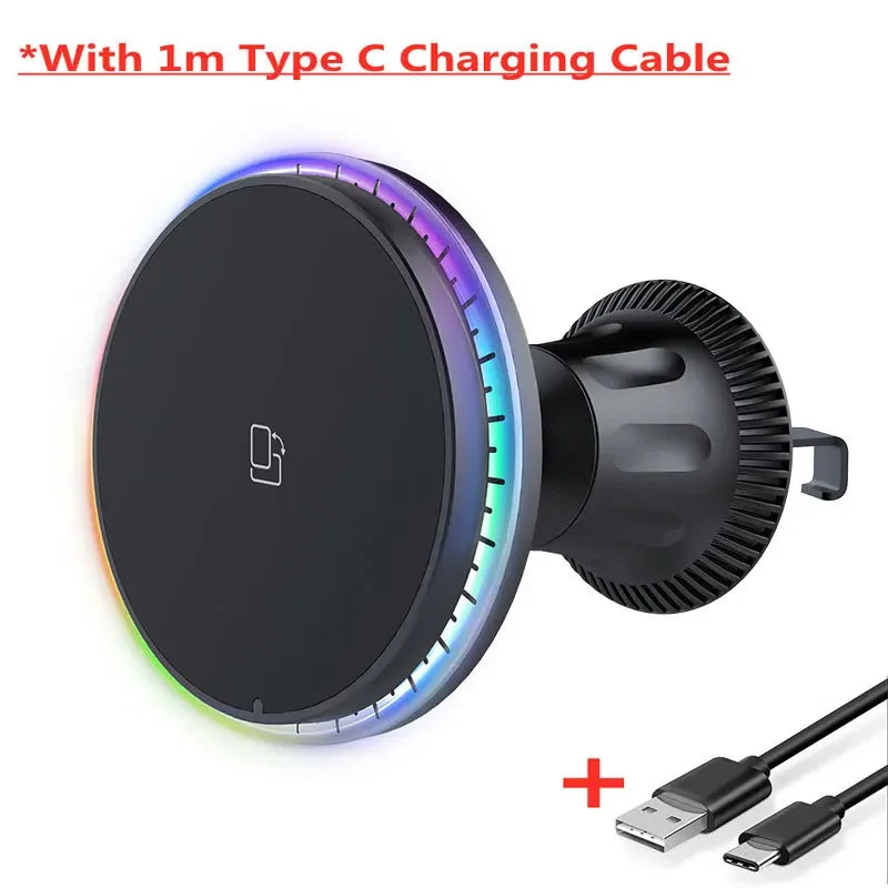 RGB Magnetic Wireless Car Charger & Phone Mount